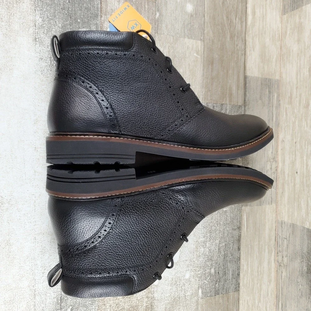 Nunn Bush Ozark II Men Chukka Boot Sz 12 Black Tumbled Leather Lace Up Plain Toe